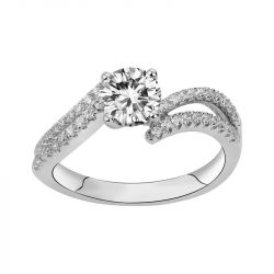 Bague femme solitaire accompagné edora argent 925/1000 et oxydes - bagues-femmes - edora - 0
