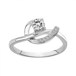Bague femme solitaire entrelacé edora argent 925/1000 et oxydes - bagues-femmes - edora - 0
