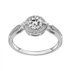 Bague femme solitaire accompagné edora argent 925/1000 et oxydes - bagues-femmes - edora - 0