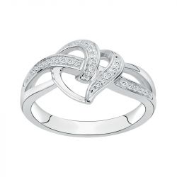 Bague femme coeur entrelacé edora argent 925/1000 et oxydes
 - bagues-femmes - edora - 0
