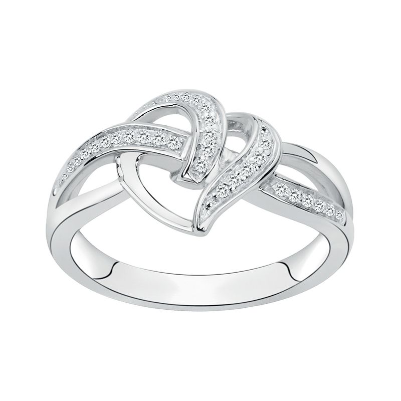 Bague femme coeur entrelacé edora argent 925/1000 et oxydes
 - bagues-femmes - edora