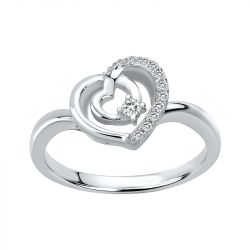 Bague femme coeur edora argent 925/1000 et oxydes
 - bagues-femmes - edora - 0