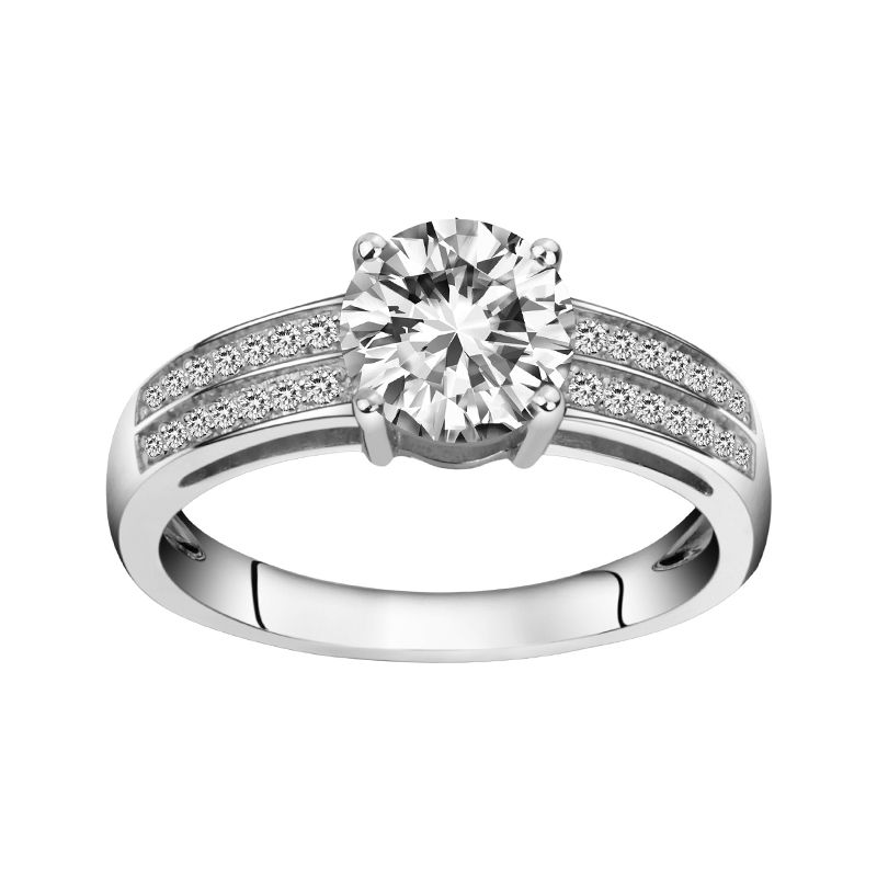 Bague femme solitaire accompagné edora argent 925/1000 et oxydes
 - bagues-femmes - edora