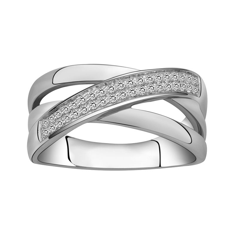Bague femme entrelacée edora argent 925/1000 et oxydes
 - bagues-femmes - edora