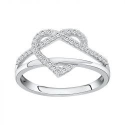 Bague femme coeur edora argent 925/1000 et oxydes - bagues-femmes - edora - 0