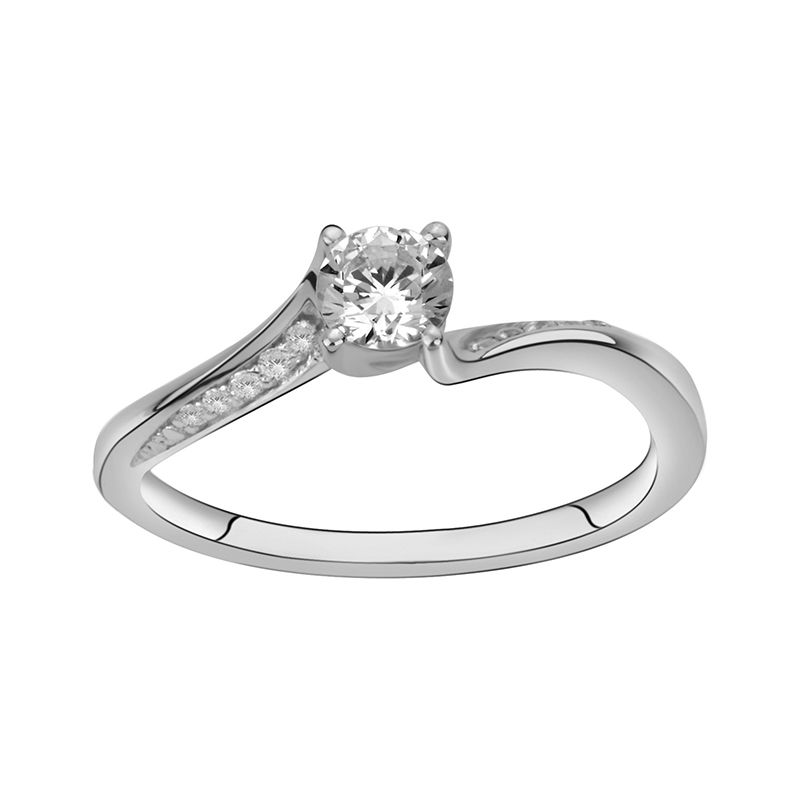 Bague femme solitaire accompagné edora argent 925/1000 et oxydes - bagues-femmes - edora