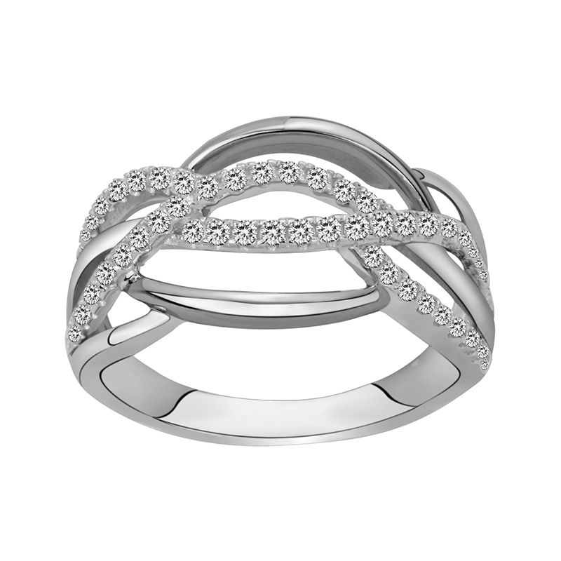 Bague femme vagues edora argent 925/1000 et oxydes - bagues-femmes - edora