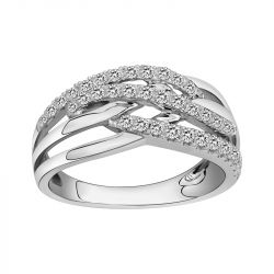 Bague femme entrelacé edora argent 925/1000 et oxydes - bagues-femmes - edora - 0