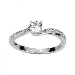 Bague femme solitaire accompagné edora argent 925/1000 et oxydes - bagues-femmes - edora - 0