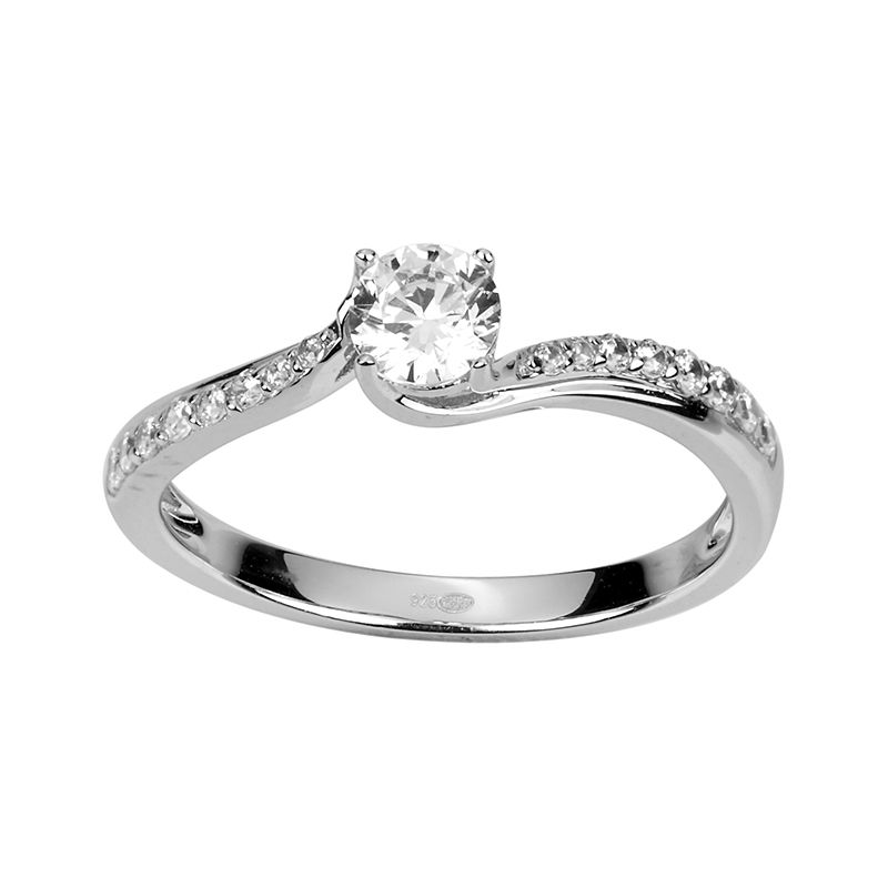 Bague femme solitaire accompagné edora argent 925/1000 et oxydes - bagues-femmes - edora