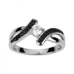 Bague femme solitaire edora argent 925/1000 et oxydes - bagues-femmes - edora - 0