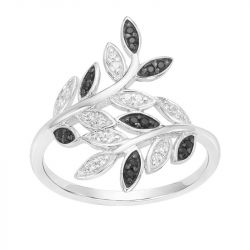 Bague femme feuilles edora argent 925/1000 et oxydes
 - bagues-femmes - edora - 0