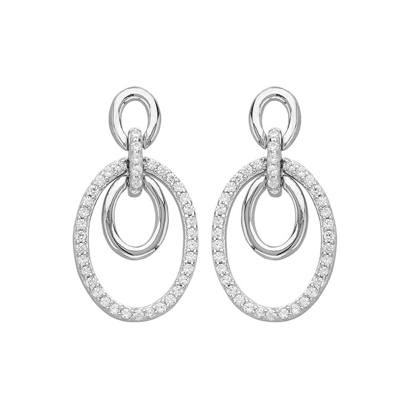 Boucles d'oreilles femme pendantes ovales edora argent 925/1000 et oxydes
 - boucles-d-oreilles-femme - edora