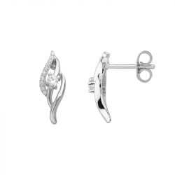 Boucles d'oreilles femme puces vagues edora argent 925/1000 et oxydes
 - boucles-d-oreilles-femme - edora - 0