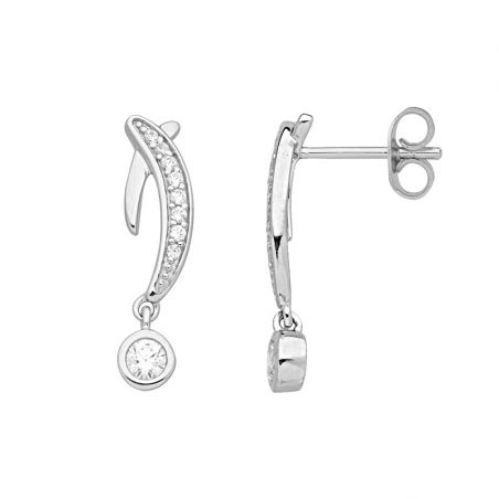 Boucles d’oreilles pendantes argent, or, perles & or blanc femme (2) - boucles-d-oreilles-femme - edora - 1