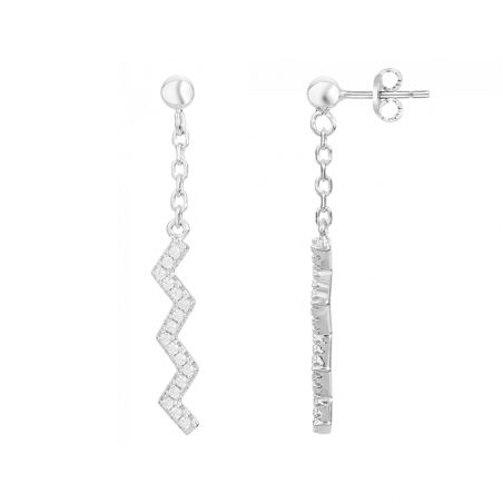 Boucles d’oreilles pendantes argent, or, perles & or blanc femme (2) - boucles-d-oreilles-femme - edora - 1