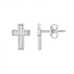 Boucles d'oreilles femme puces croix edora argent 925/1000 et oxydes
 - boucles-d-oreilles-femme - edora - 0