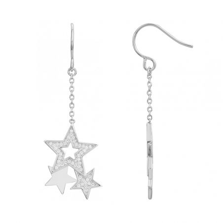 Boucles d’oreilles pendantes argent, or, perles & or blanc femme (2) - boucles-d-oreilles-femme - edora - 1
