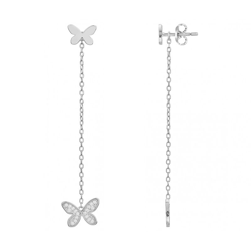 Boucles d'oreilles femme pendantes papillons edora argent 925/1000 et oxydes
 - boucles-d-oreilles-femme - edora