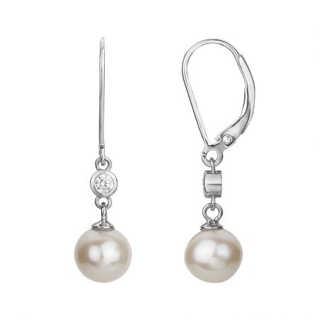 Boucles d’oreilles pendantes argent, or, perles & or blanc femme (2) - boucles-d-oreilles-femme - edora - 1