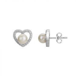 Boucles d'oreilles femme puces edora argent 925/1000 et perles - boucles-d-oreilles-femme - edora - 0