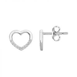 Boucles d'oreilles femme puces coeurs edora argent 925/1000 et oxydes - boucles-d-oreilles-femme - edora - 0