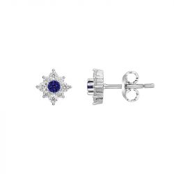 Boucles d'oreilles femme puces edora argent 925/1000 et spinelles - puces - edora - 0