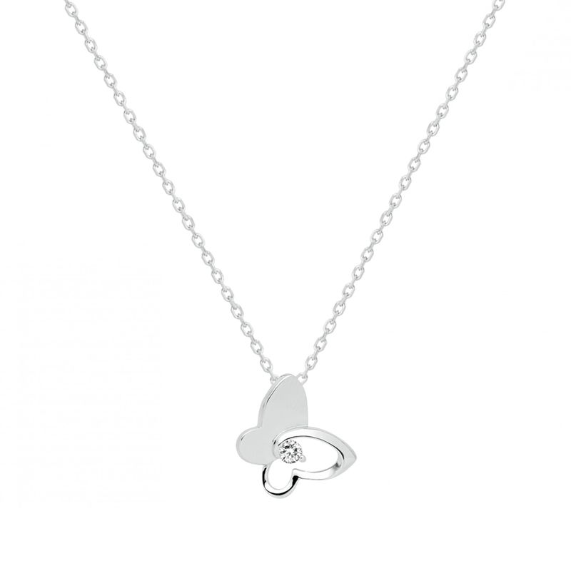 Collier femme solitaire papillon edora argent 925/1000 et oxyde - colliers-femme - edora