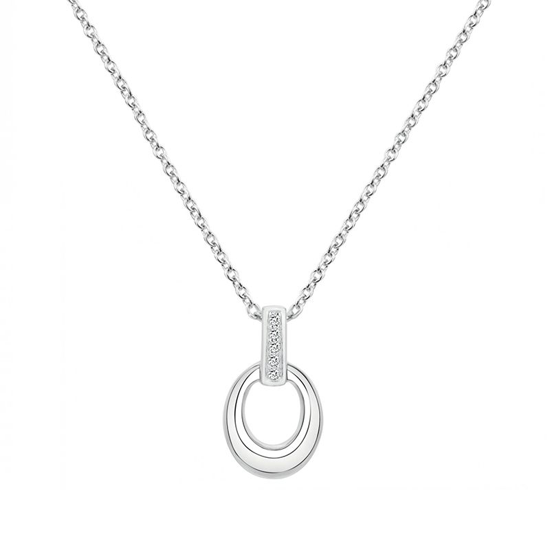 Collier femme ovale edora argent 925/1000 et oxydes - colliers-femme - edora