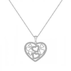 Collier femme coeurs edora argent 925/1000 et oxydes - fete-des-meres - edora - 0