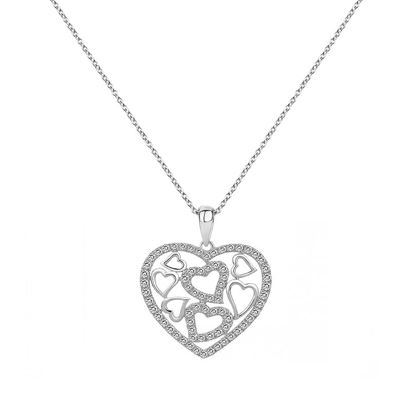 Collier femme coeurs edora argent 925/1000 et oxydes - fete-des-meres - edora