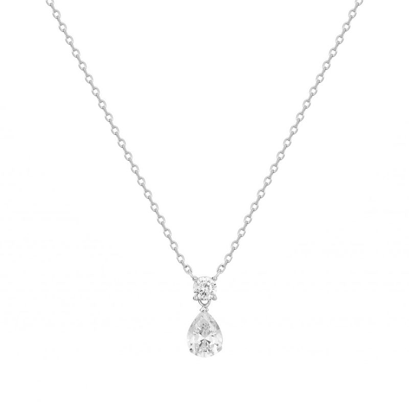 Collier femme solitaire edora argent 925/1000 et oxydes - colliers-femme - edora