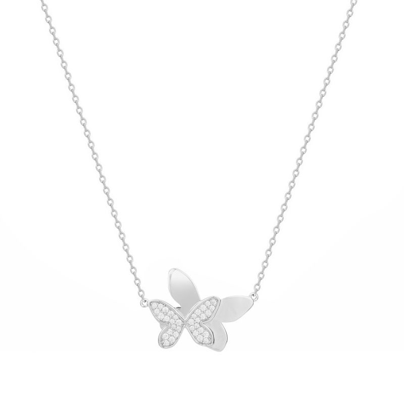 Collier femme papillons edora argent 925/1000 et oxydes - colliers-femme - edora