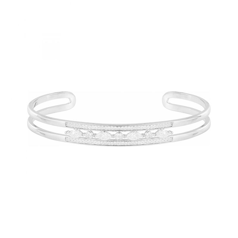 Bracelet femme jonc edora argent 925/1000 argenté et oxydes h0300003 - bracelets-femme - edora