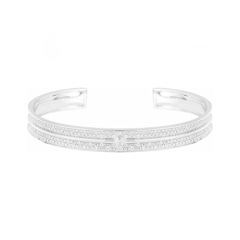 Bracelet femme jonc edora argent 925/1000 argenté et oxydes h0300006 - bracelets-femme - edora
