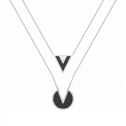 Collier femme phebus acier argenté et glitter noire - colliers-femme - edora - 0