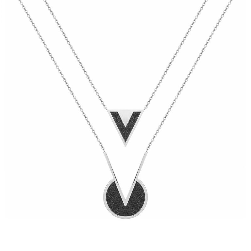 Collier femme phebus acier argenté et glitter noire - colliers-femme - edora