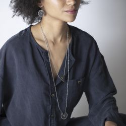 Collier femme phebus acier argenté et glitter noire - colliers-femme - edora - 2