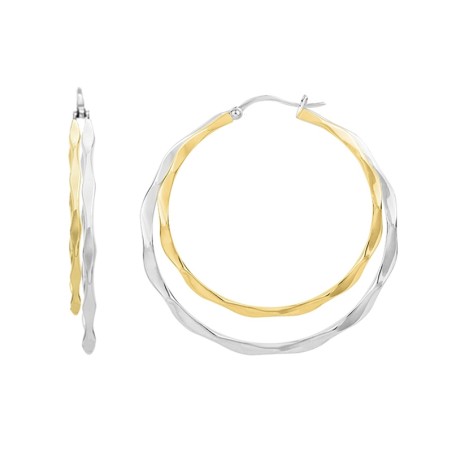 Boucles d'oreilles femme créoles phebus acier bicolore – créoles