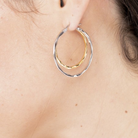 Boucles d'oreilles femme créoles phebus acier bicolore – créoles