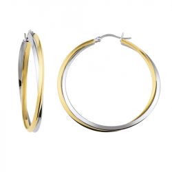 Boucles d'oreilles femme créoles phebus acier bicolore - creoles - edora - 0