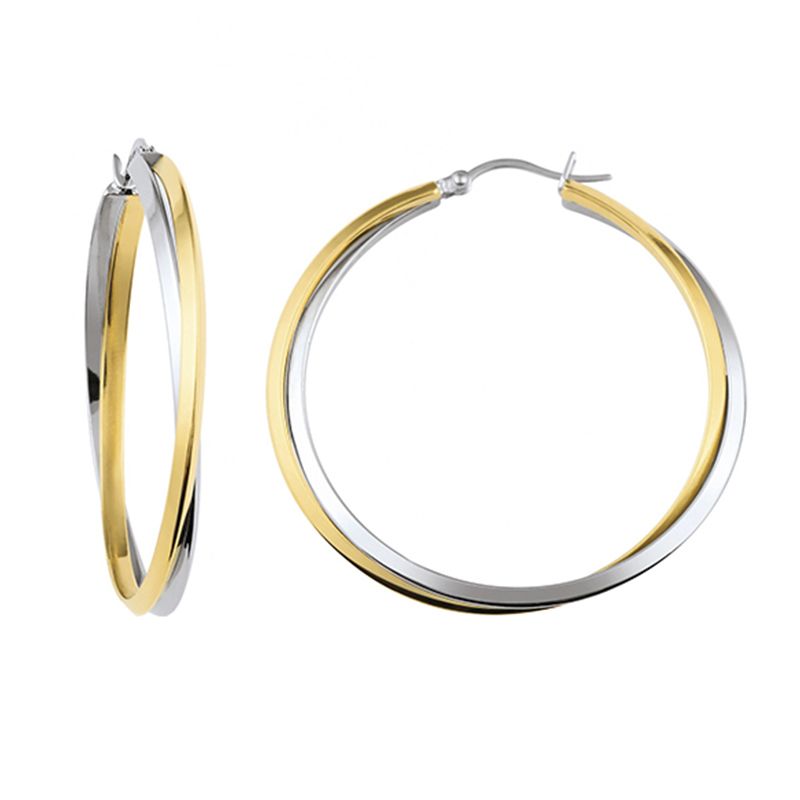 Boucles d'oreilles femme créoles phebus acier bicolore - creoles - edora