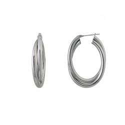 Boucles d'oreilles femme créoles phebus acier argenté - creoles - edora - 0