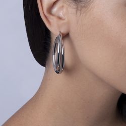 Boucles d'oreilles femme créoles phebus acier argenté - creoles - edora - 1