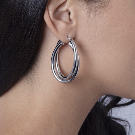 Boucles d'oreilles femme créoles phebus acier argenté – créoles