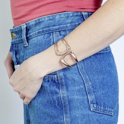 Bracelet femme manchette phebus acier doré rose - bracelets-femme - edora - 2