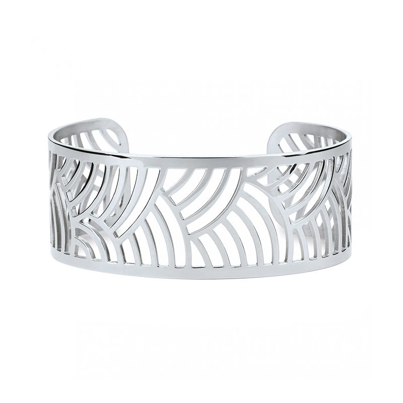 Bracelet femme manchette motifs japonais phebus acier argenté - bracelets-femme - edora
