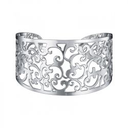 Bracelet femme manchette arabesque phebus acier argenté - bracelets-femme - edora - 0