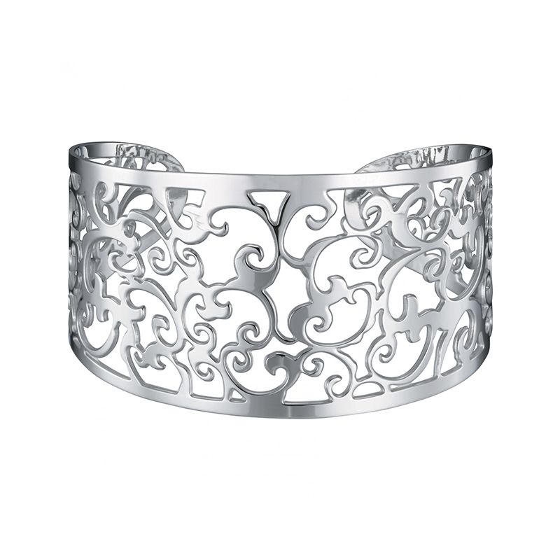 Bracelet femme manchette arabesque phebus acier argenté - bracelets-femme - edora