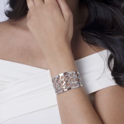 Bracelet femme manchette arabesque phebus acier argenté - bracelets-femme - edora - 1